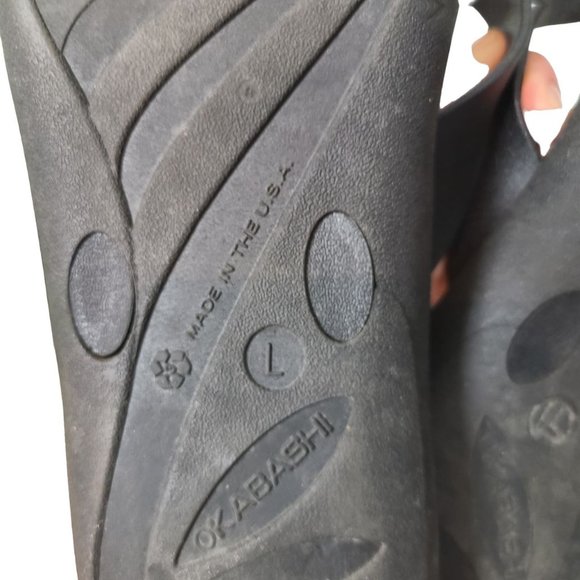 Okabashi Womens L Black Rubber Slip On Flip Flops Thongs Sandals Casual Summer - Picture 7 of 7